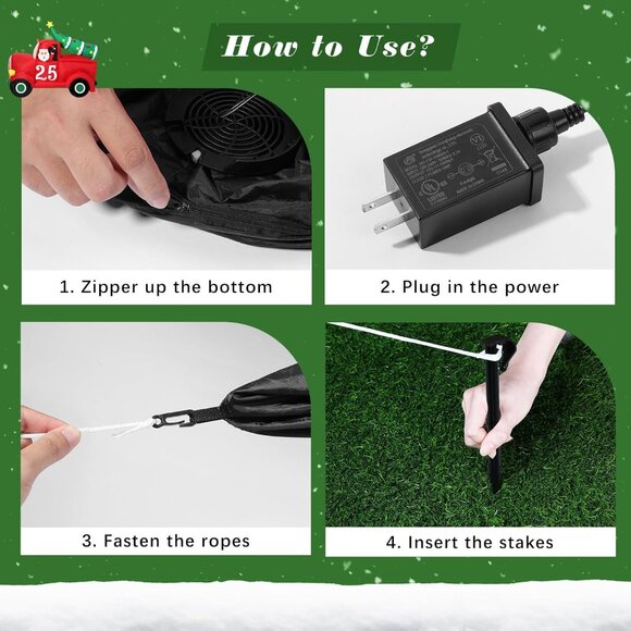 ⚡7.8FT Christmas Inflatable Red Car Built-in LED Light Yard Outdoor Decorations - Picture 8 of 9